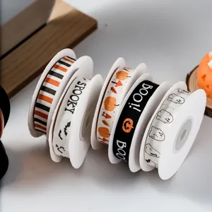 Nastro in cotone di Halloween rotolo con stampa zucca fantasma per confezioni regalo
