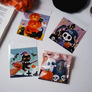 Bolsitas autoadhesivas Halloween para galletas 4en1 empaque transparente regalo decoración
