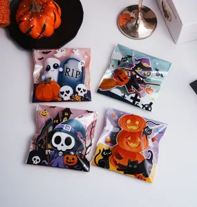 Bolsas de regalo de plástico autoadhesivas Halloween bolsitas de galletas set de 4 100pcs