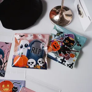 Halloween Bolsas Autosellables 100pz para Galletas Dulces Empaque de Regalo Set Temático
