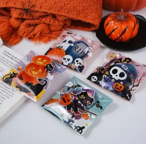 Bolsas autosellables para galletas de Halloween, 4 diseños espeluznantes para regalos.