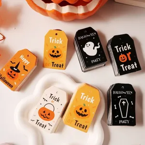 Halloween paper gift tags set pumpkin ghost decorative hanging labels for holiday party