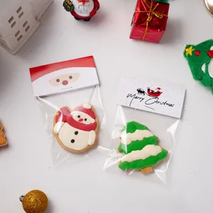 Christmas cookie packaging header transparent plastic bags set for holiday gift baking decor