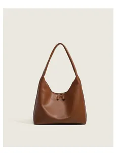 Sac a epaule hobo elegant en cuir PU marron sac fourre-tout minimaliste decontracté pour femme