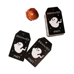 Halloween ghost gift tags and pumpkin ornament set for party packaging decoration.