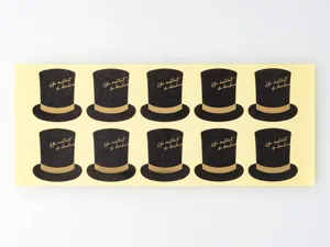 Zwarte hoge hoed cadeau decoratieve stickers set, elegant gentleman hoed ontwerp.