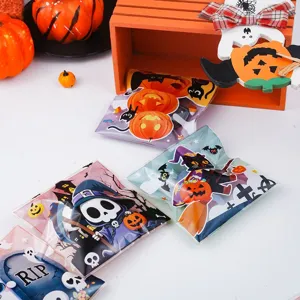 Bolsas de galletas autosellables de Halloween 100 piezas, empaque de dulces espeluznante.