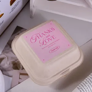 Square pink thanks sealing sticker for baking packaging and gift wrapping, high quality adhesive.