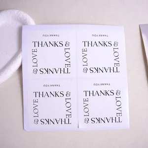 Square baking packaging sealing stickers, DIY gift wrapping labels, elegant text design, 4pcs.