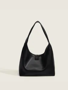 Borsa a tracolla in pelle PU nera da donna, elegante borsa hobo casual e minimalista.