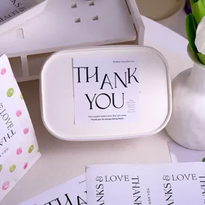 Square Art Paper Color Printed Sealing Stickers Minimalist Modern Thank You Slogans Decor Label For DIY Gift Bakery Packaging