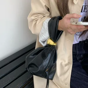 Σικ πλισέ τσάντα χειρός γυναικεία, κομψή τσάντα από PU δέρμα για καθημερινή χρήση.