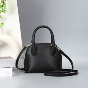 Women Fashion Shell Bag PU Leather Solid Color Top Handle Crossbody Bag Casual Daily Purse Handbag For Women