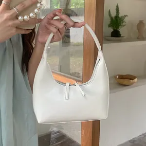 Korean Niche Ins Style Crescent Underarm Bag Trendy Glossy Soft Leather Handbag Simple Commuter Women Shoulder Bag
