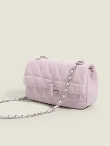 Women Quilted Chain Crossbody Bag Vintage Pu Leather Small Square Shoulder Bag Casual Commuting Flap Handbag