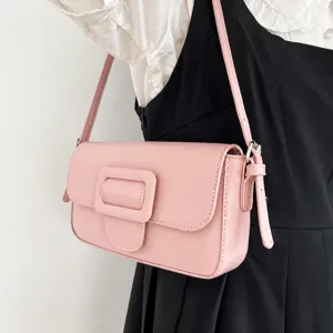 Minimalist PU Leather Underarm Bag For Women Solid Color Square Shoulder Bag Fashion Chic Commuter Handbag Purse