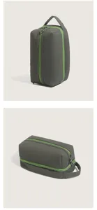 Minimalist waterproof PU cosmetic bag toiletry pouch with contrast zipper for daily travel.