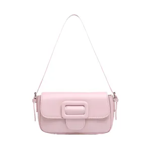 Pink shoulder bag, chic minimalist design underarm bag for women stylish daily wear.