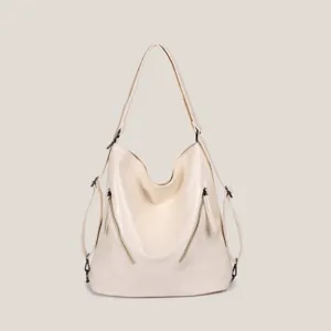 Large capacity versatile women's shoulder bag white commuter hobo bag stylish daily handbag