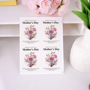 Adesivi per confezioni regalo festa della mamma rettangolari bouquet etichetta DIY 4pz