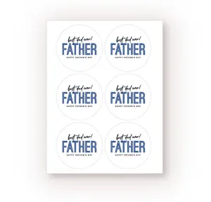 Foglio di adesivi rotondi per la festa del papà con scritta miglior papà per regali e decoro.