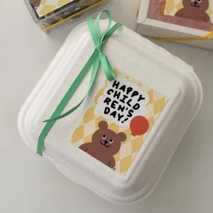 Süßer Cartoon Bär Muster Siegelaufkleber Selbstklebende Rechteck Geschenk Verpackung Etiketten Farbig Bedruckt Aufkleber Für Kinder Geburtstag Party Bäckerei Box Dekoration