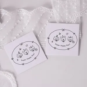 Handgezeichnete Cartoon Grußkarten süße Katze Hund Design quadratische Papierkarten Geschenk.