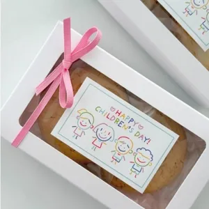 Scatola regalo per bambini adesivo confezione sigillo decorativo carino biscotto cartone