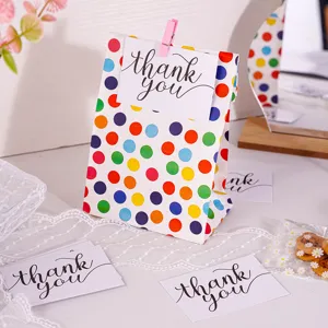 Thank you cards set with colorful polka dot paper bags, perfect for gift packing and events.