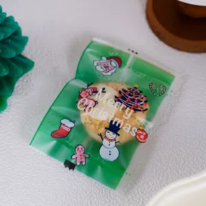 Christmas frosted sealing bag cute cookie packaging pouch holiday candy gift wrap