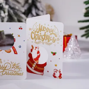 Biglietti d'auguri di Natale con stampa dorata, spessi biglietti regalo piegati 6pz.