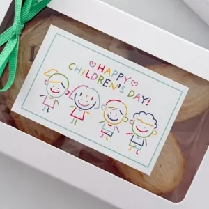 Happy Childrens Day Etichette Adesive Decorative Cartone Animato Multicolore Rettangolo Confezione Regalo Sigillatura Adesivi Per Bambini Panetteria Festa
