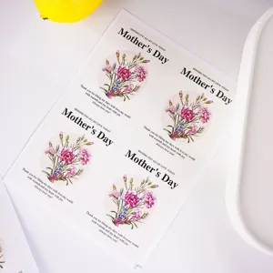 Etichette adesive regalo rettangolari festa della mamma bouquet garofani 4 pz
