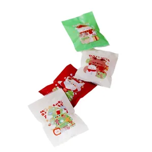 Christmas gift packaging bags, cute cartoon design heat-seal bags for cookies and nougat snacks.