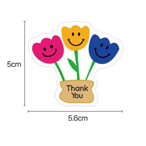 Süße Tulpen Smiley Geschenke Siegelaufkleber, bunte DIY Verpackung Dekoration Etiketten.