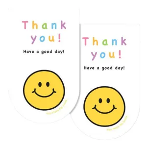 Adorables autocollants smiley jaune merci boite cadeau etiquettes de scellement deco.