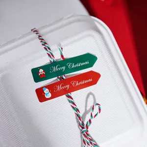 Merry Christmas Etichette Rettangolari di Imballaggio Babbo Natale Pupazzo di Neve Adesivi Decorativi in Carta Sigillante