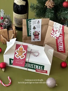 Set di confezioni regalo di Natale con scatole borse ed etichette per feste.