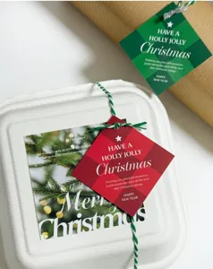 Christmas gift hanging tags red green diamond shape holiday greeting cards decoration 50pcs