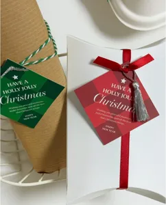 Christmas gift tag set, red and green diamond cards for holiday present wrapping and message notes.