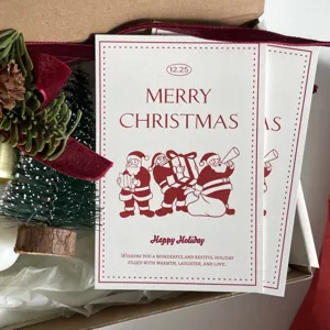 Christmas greeting card set with vintage Santa illustrations and warm holiday messages for gifts.