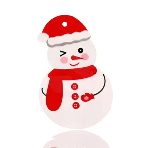 Sacchetto regalo di caramelle di plastica appendiabiti pupazzo di neve di Natale dettaglio.