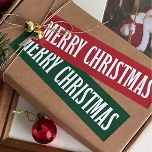 Adesivi di Sigillatura Rettangolari Natalizi Etichette di Carta Merry Christmas per Decorazione Scatole Regalo Forniture per Feste