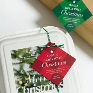 Merry Christmas Paper Gift Tags Rhombus Plaid Checkered Xmas Holiday Message Wrapping Hang Labels Bakery Package Party Decor Tags