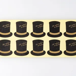 Zwarte hoge hoed cadeauverpakking decoratieve stickers set, 10 stuks voor feestdagen