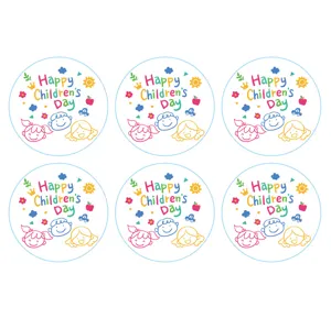 Fröhlicher Kindertag süße runde Aufkleber 6er-Set für Geschenkverpackung Siegel Dekor.