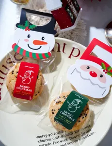 Ensemble d'autocollants pour biscuits de Noël emballage avec designs festifs rouges verts