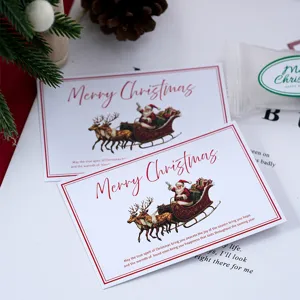 Christmas greeting cards square santa sleigh design holiday gift wrapping cards 30pcs