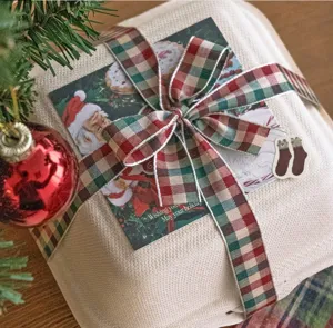 Nastro natalizio scozzese a quadri, nastro decorativo festivo da 1.5cm per confezioni regalo.