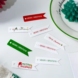 Christmas gift wrapping paper tags set, minimalist letter design for holiday present decoration.